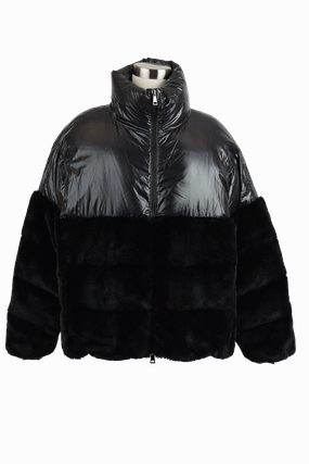 Thermal Insulation Bonded Edge Finish Logodec Faux Fur/ Poly Down Jacket