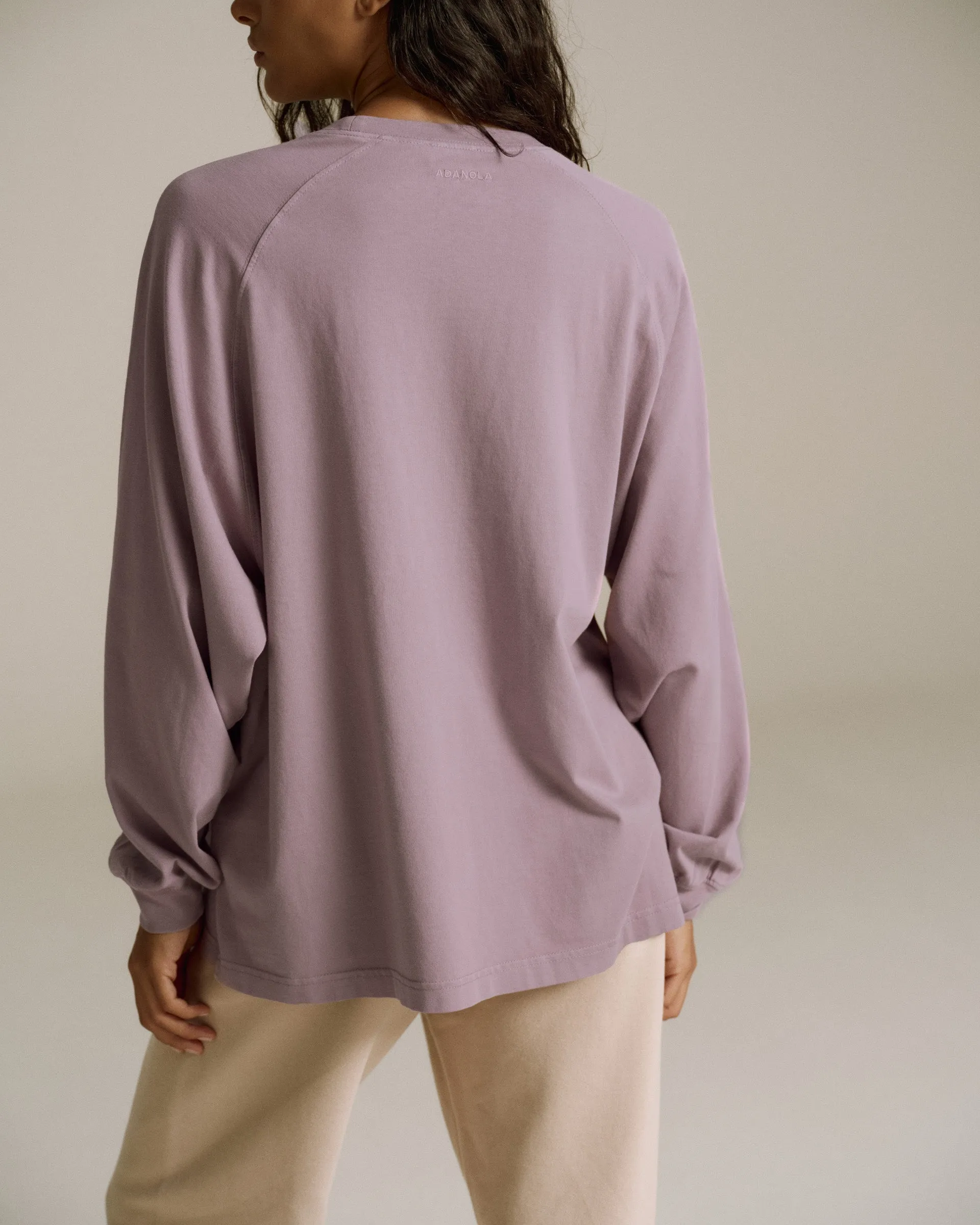 Washed Long Sleeve Oversized T-shirt - Dusk Purple QuickDry