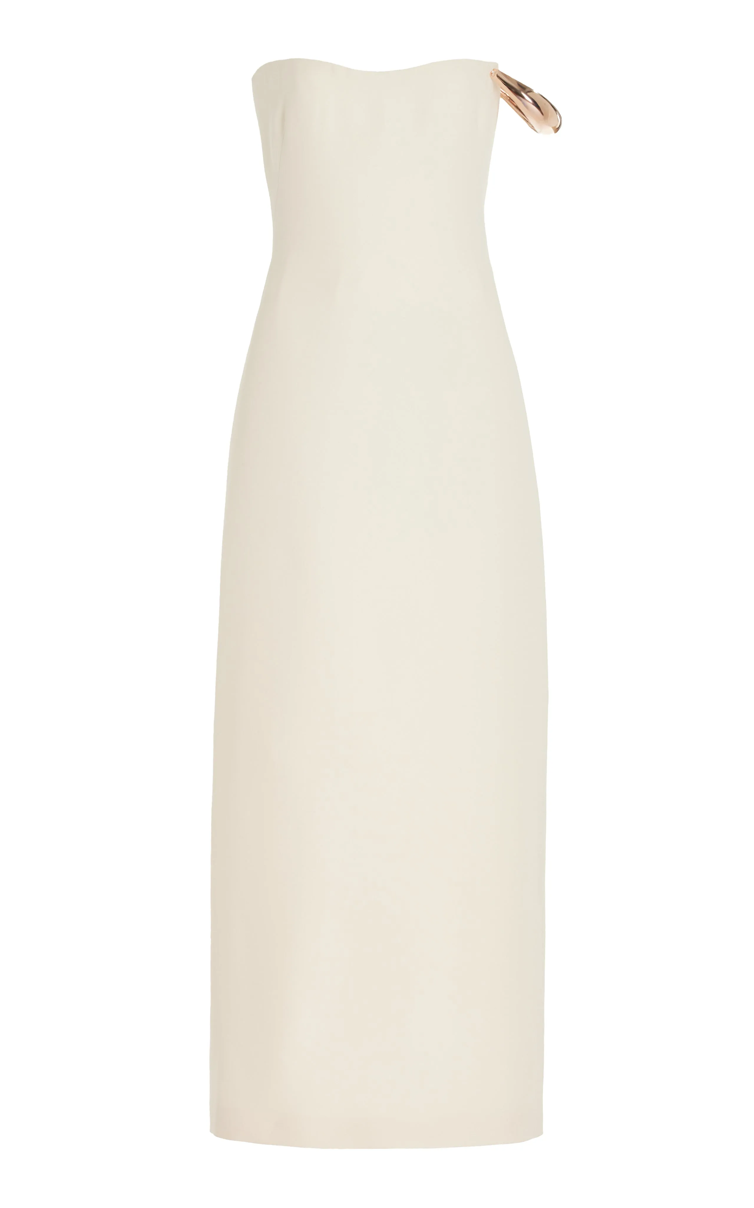 Anica Maxi Dress in Ivory Wool Silk Cady Layered Volume