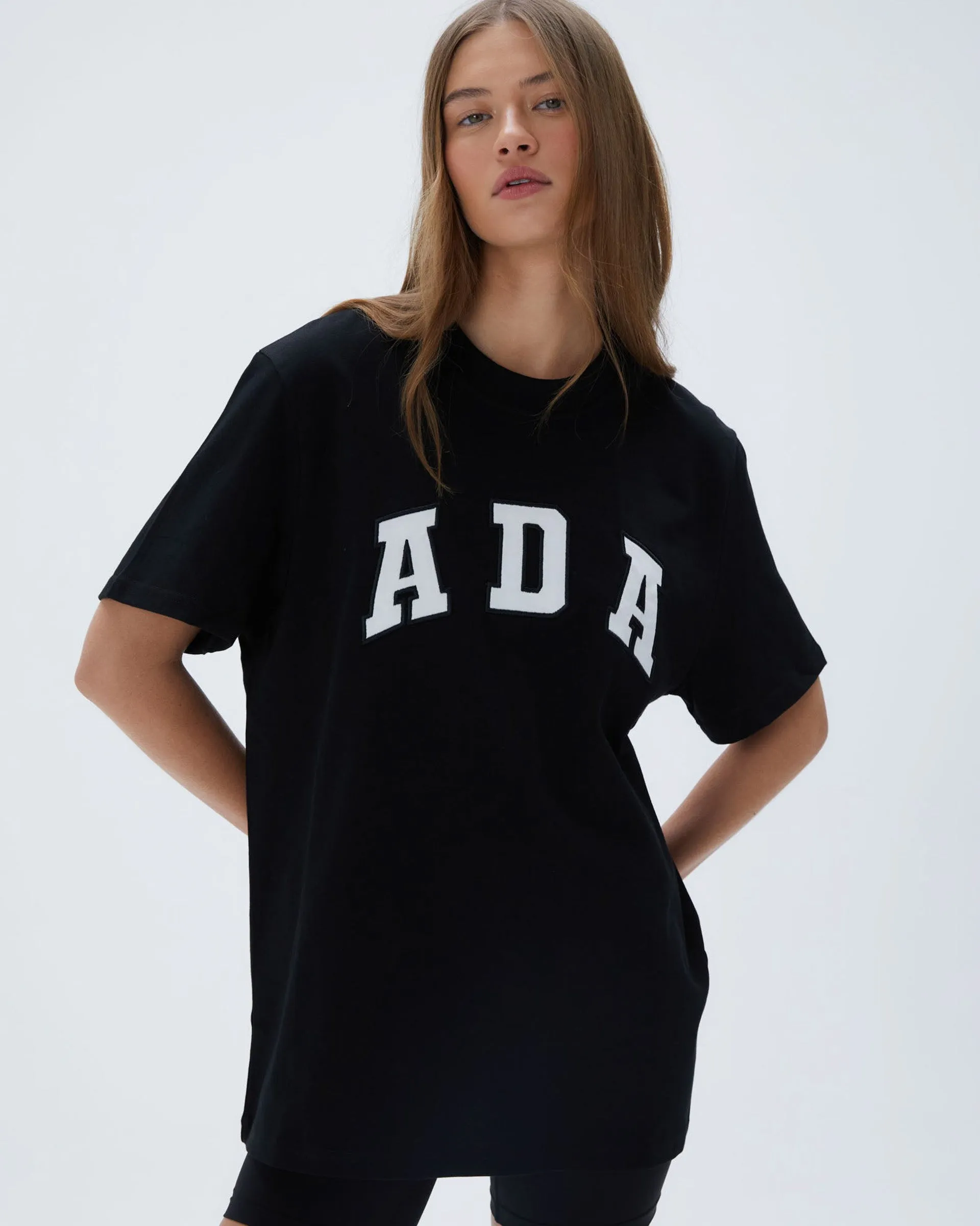 All Season Wear Fabric ADA Short Sleeve Oversized T-shirt - Black/White