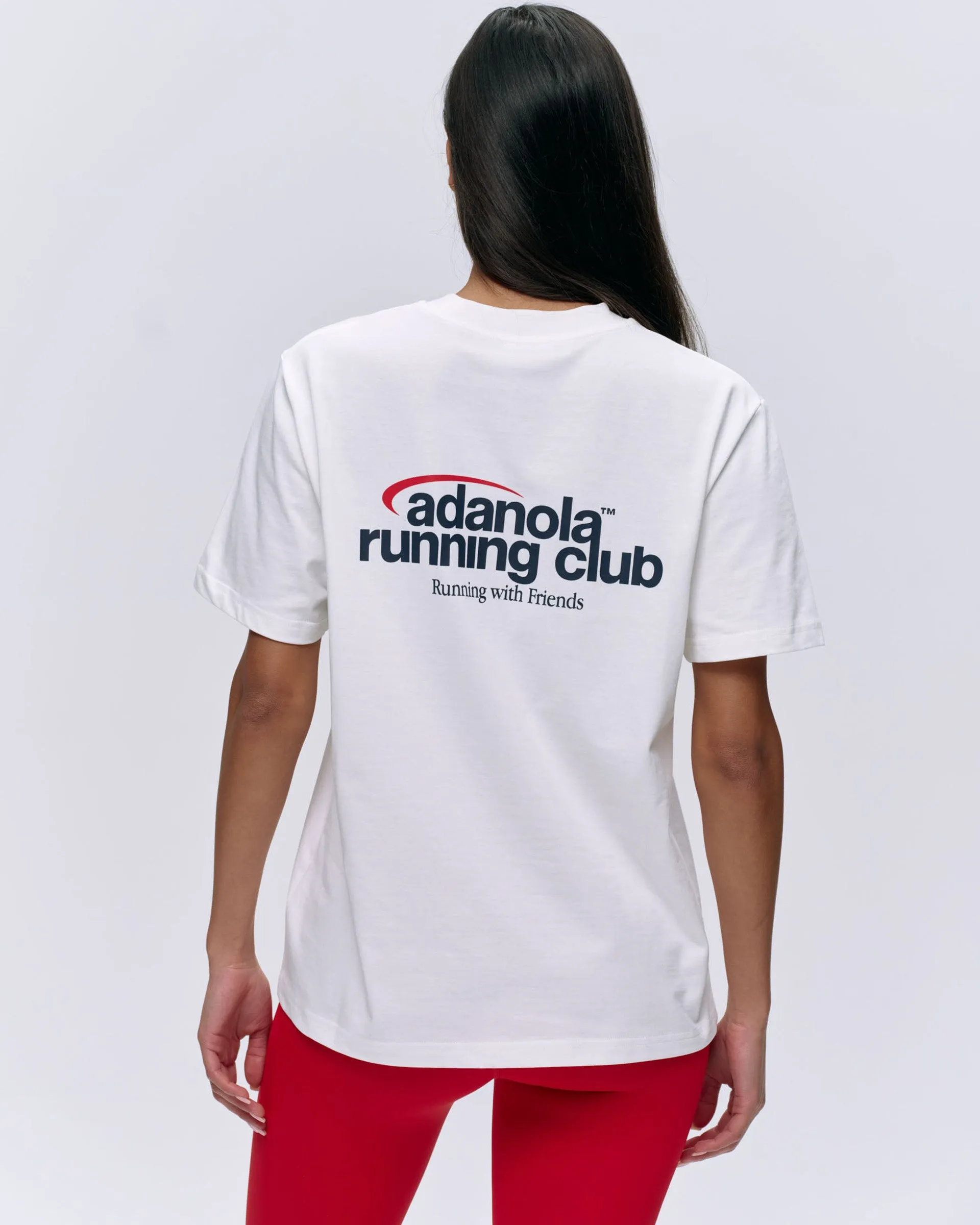 Adanola Running Short Sleeve Oversized T-shirt - White/Classic Red Eco Conscious Dye Process Formal Wear