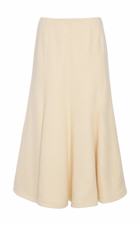 Selma Maxi Skirt in Ivory Silk Tweed Lightweight Lining