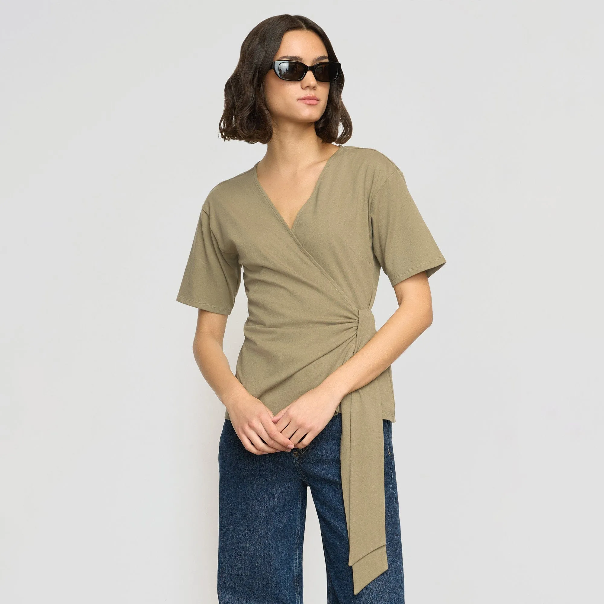 Fashion-Forward Casual Must-Have Sena Organic Cotton Wrap Tee