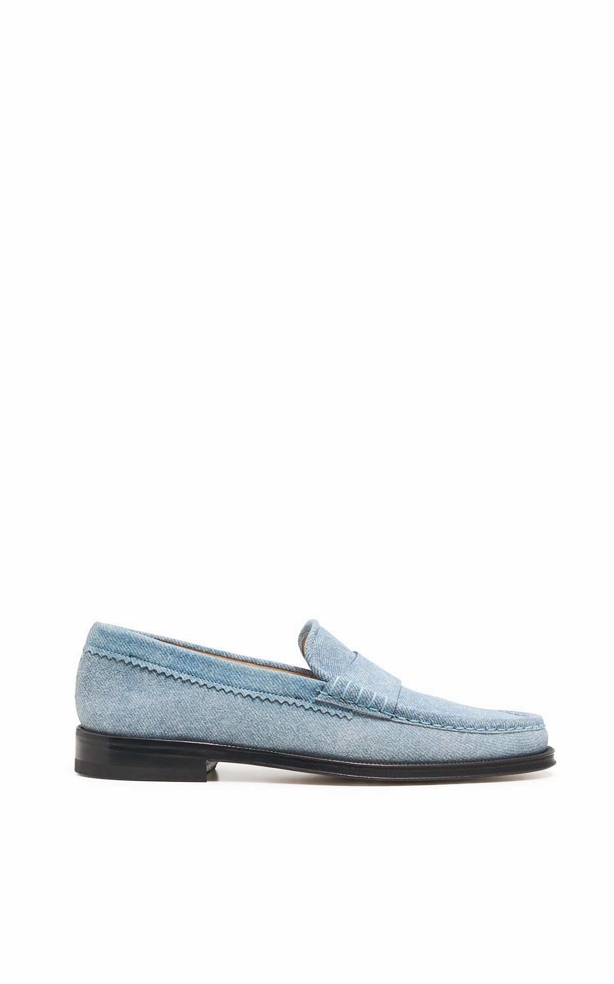 Path Wide Seren Loafer in Light Blue Suede Denim