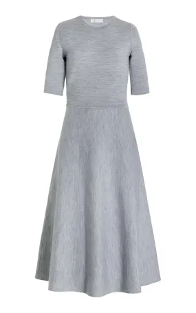 Seymore Knit Midi Dress in Heather Grey Merino Wool Cashmere Flowing Design