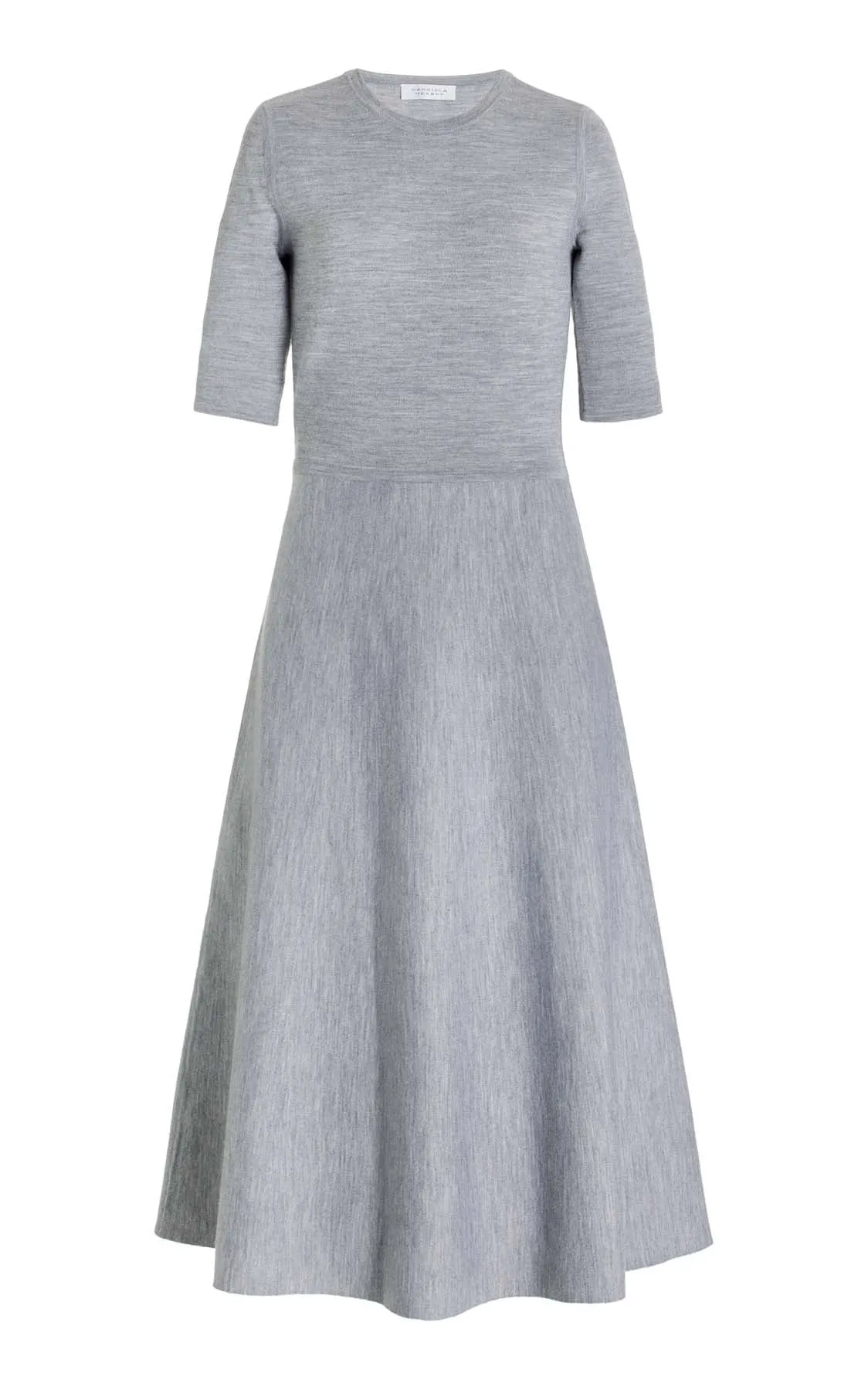 Seymore Knit Midi Dress in Heather Grey Merino Wool Cashmere Shimmer-Finish