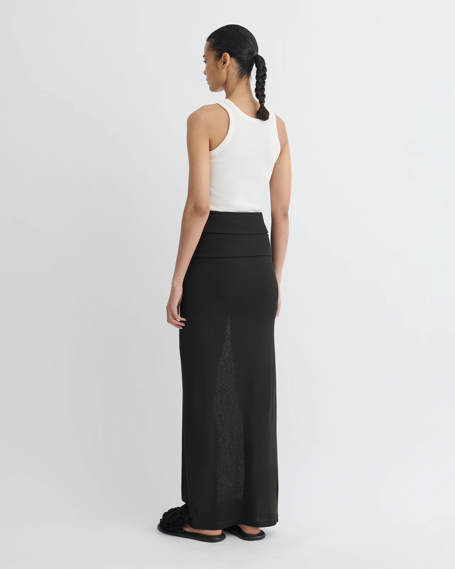 Daily Style Shanda - Draped Mesh Jersey Maxi Skirt - Anthracite
