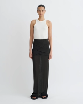 Shanda - Draped Mesh Jersey Maxi Skirt - Anthracite Laid Back Look