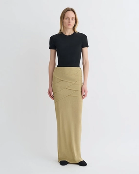 Shanda - Draped Mesh Jersey Maxi Skirt - Sand City Ready Invisible Seams