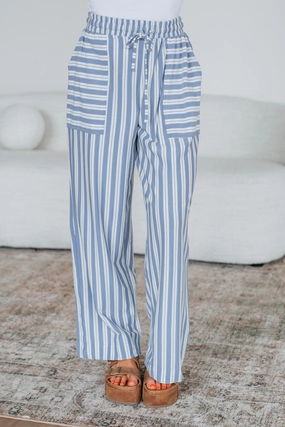 Shannon Striped Pants - Chambray Mix Soft and Cozy