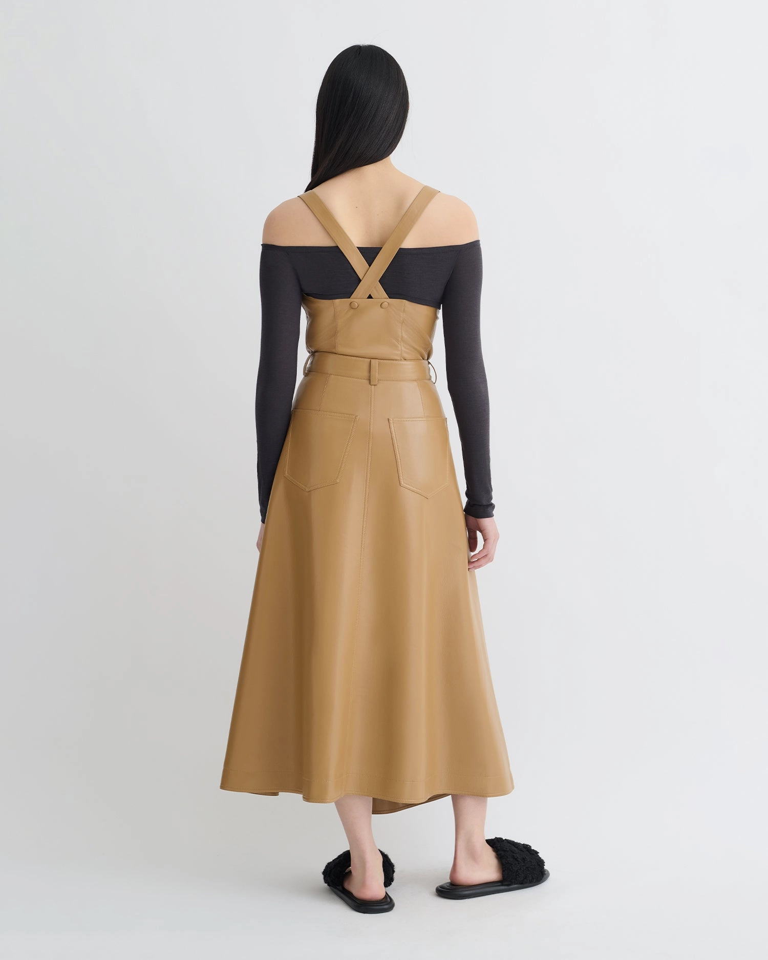 Neith - Draped Okobor? Alt-Leather Skirt - Oak Weekend Vibes