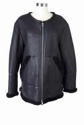 Shearling Leather Jacket Low Profile Collar Design