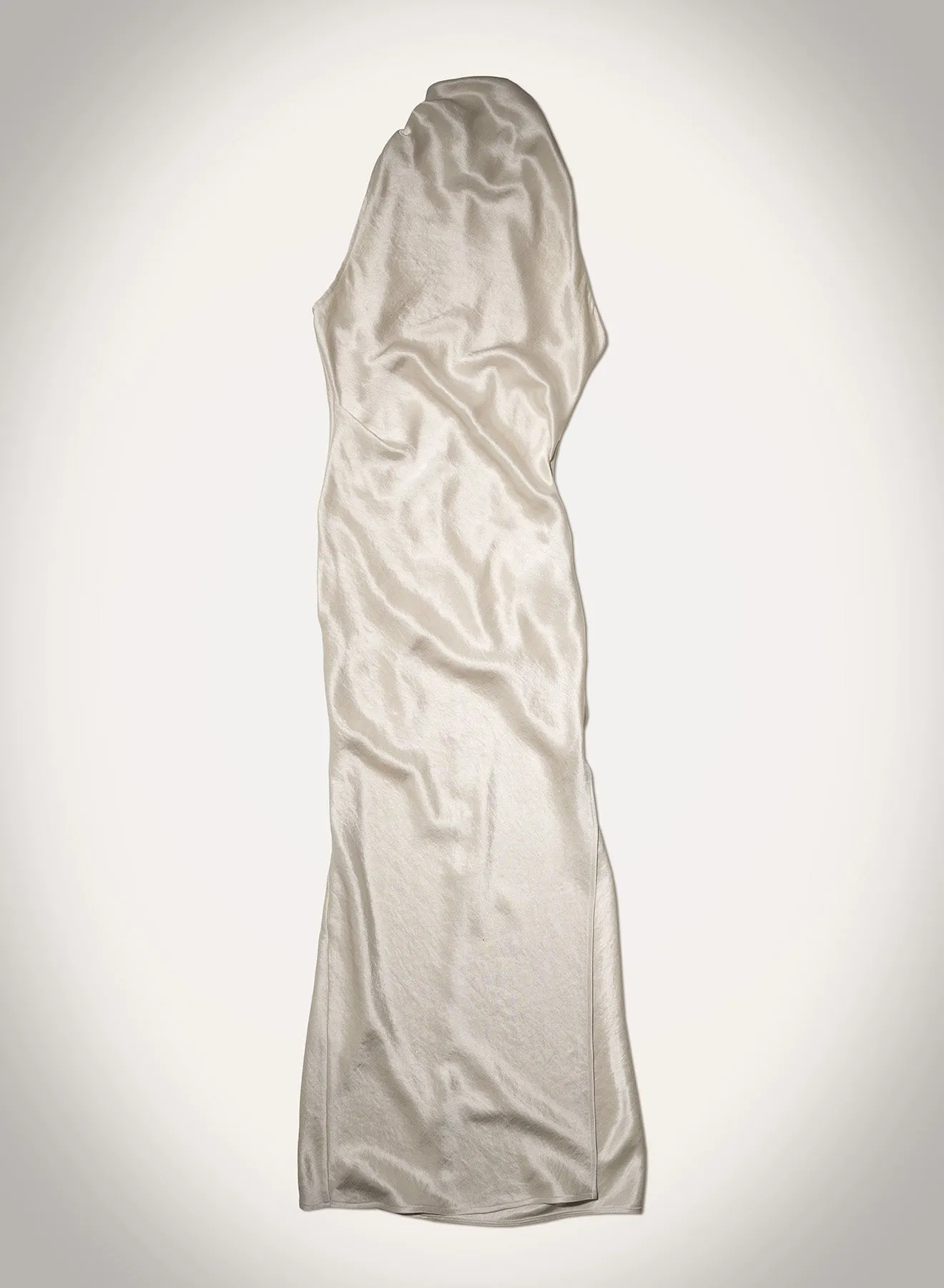 Walk Easy Snap-Closure Peregrine - Cowl-Neck Washed Satin Midi Dress - Ecru