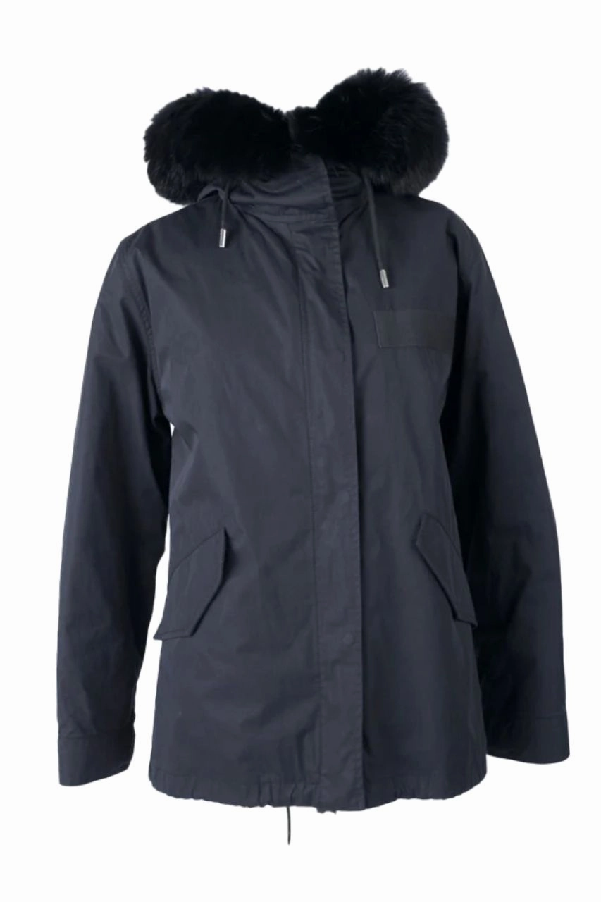 Short Fur Lined Puffer Jacket Reflective Detailing