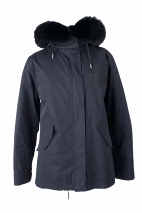 Short Fur Lined Puffer Jacket Reflective Detailing