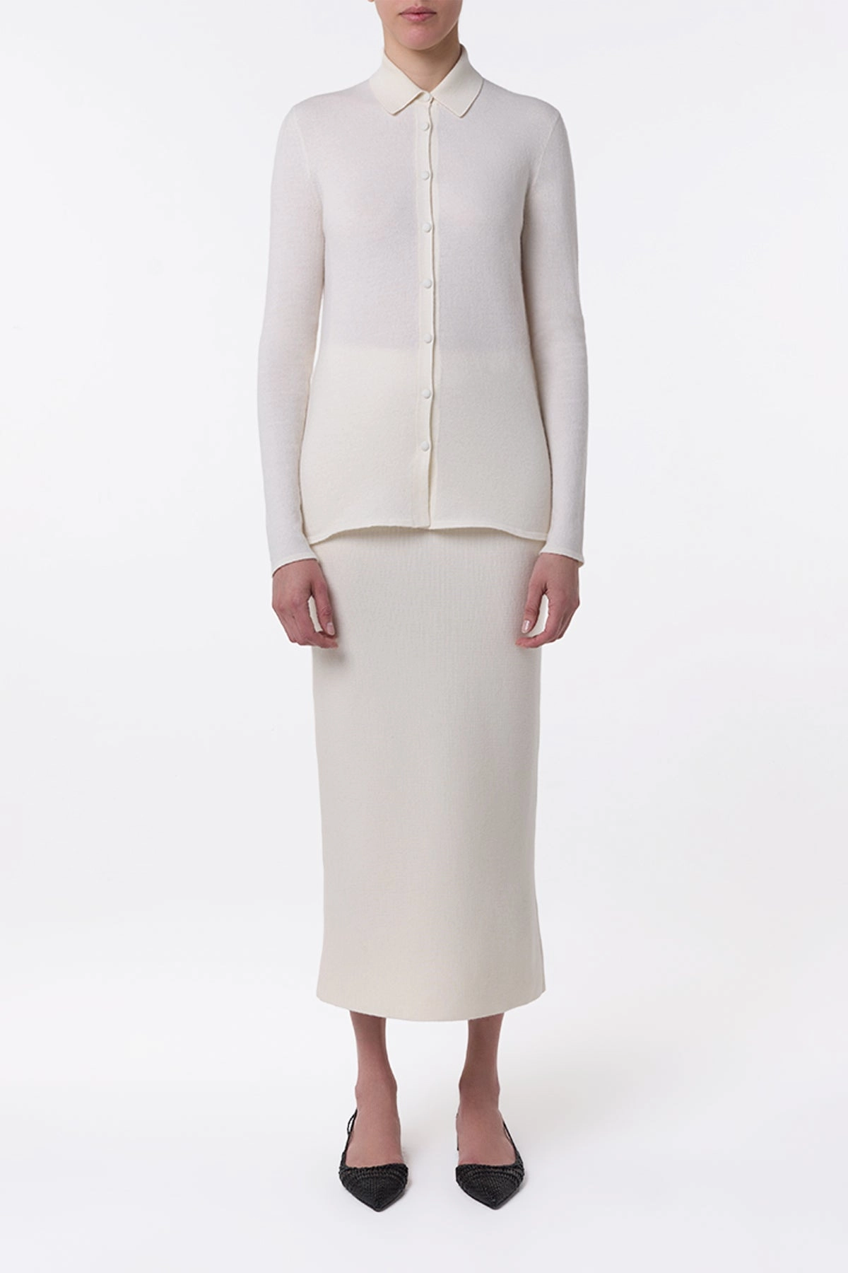 quick dry Circe Knit Maxi Skirt in Ivory Merino Wool Cashmere