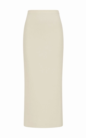 Circe Knit Maxi Skirt in Ivory Merino Wool Cashmere Classic Mood