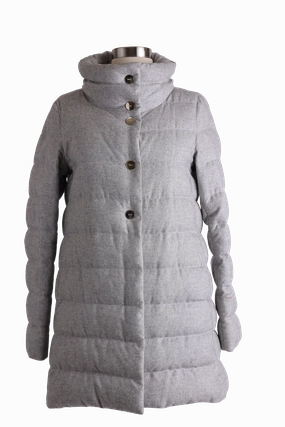 Silk/Cashmere Quilted Down Coat Non Restrictive Armholes Rain Guard