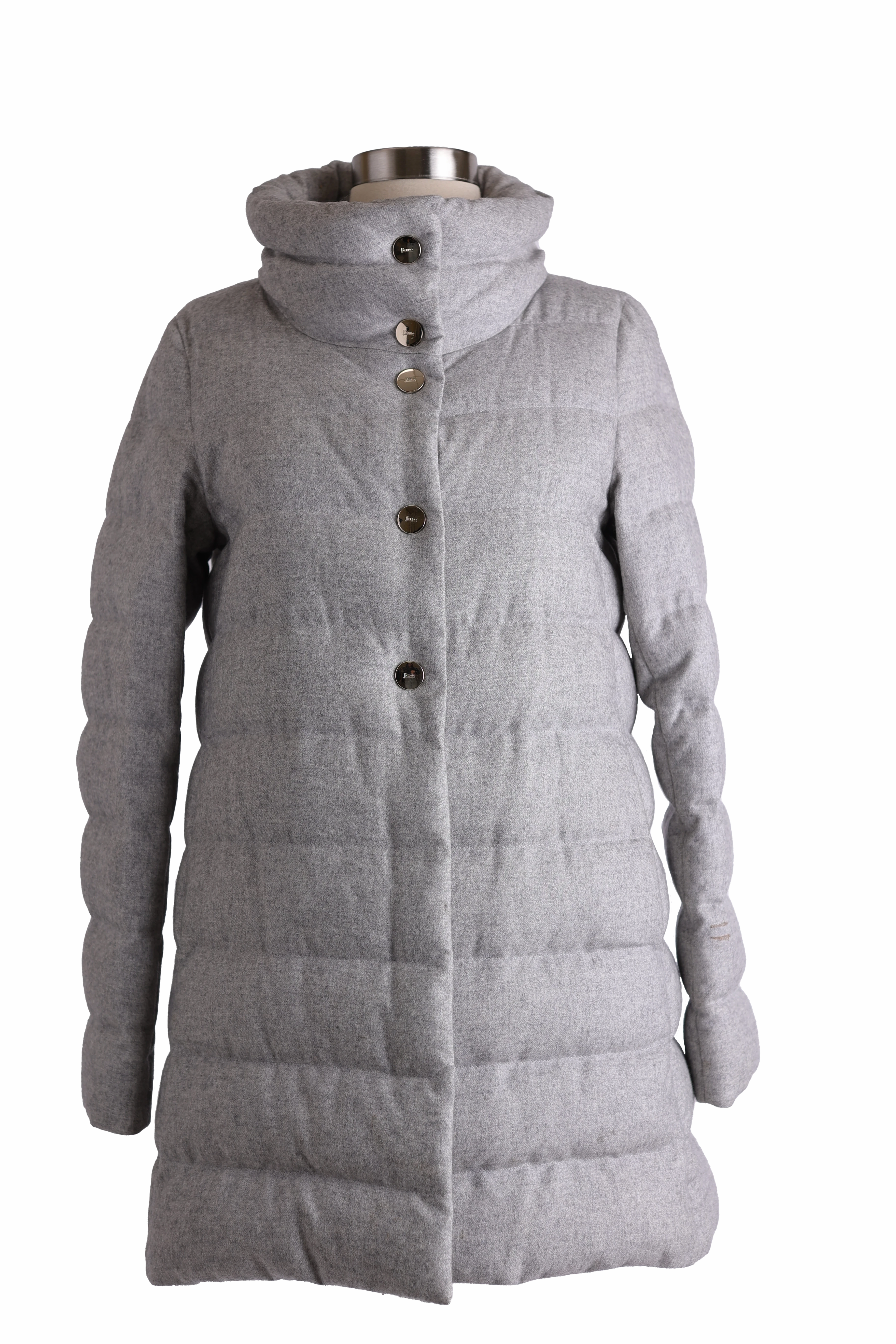 Silk/Cashmere Quilted Down Coat Non Restrictive Armholes Rain Guard