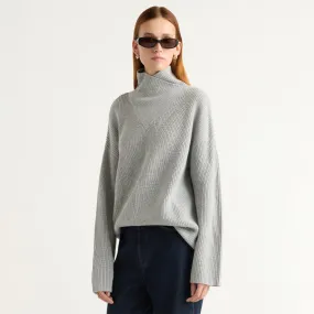Daria Wrap-Neck Organic Cotton-Wool Sweater Comfy Winter Wear Quick Access