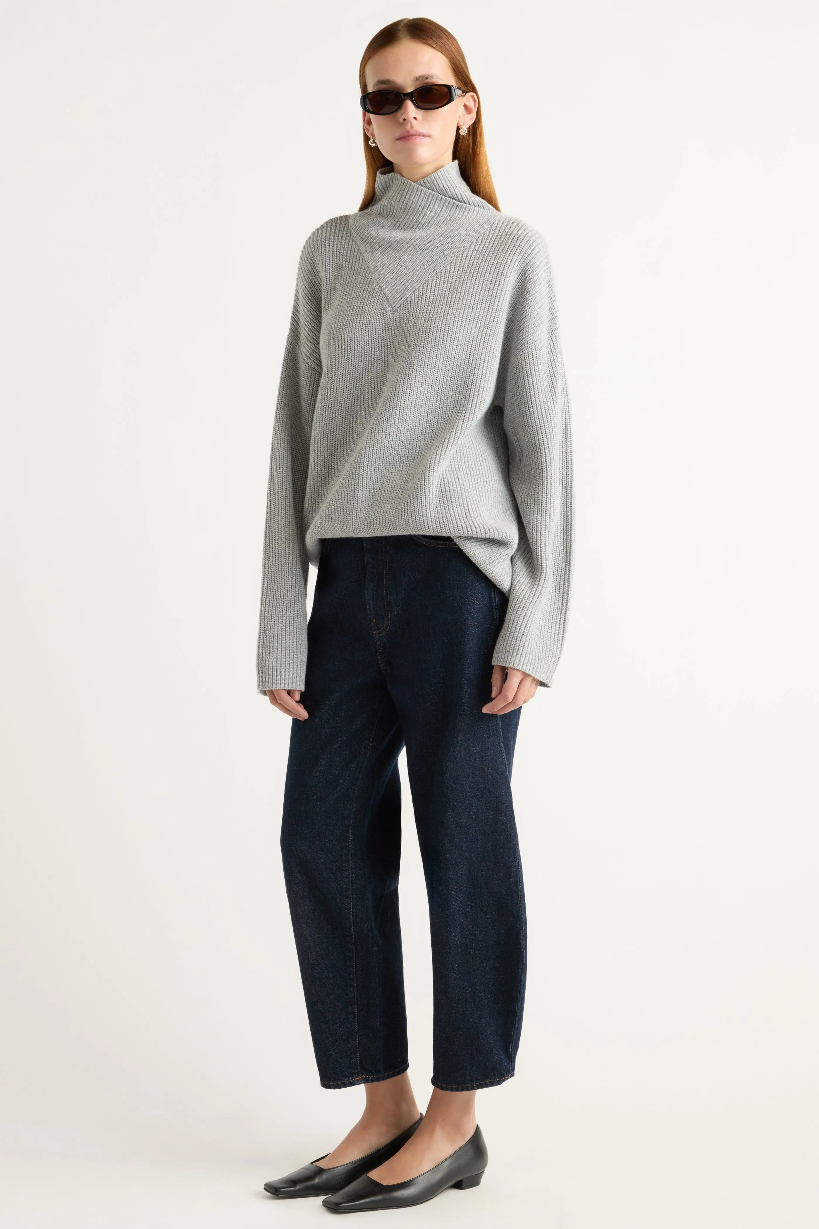 Comfy Wear Daria Wrap-Neck Organic Cotton-Wool Sweater