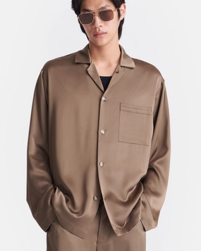 Versatile Wear Jelmer - Slip Satin Shirt - Coffee Bean