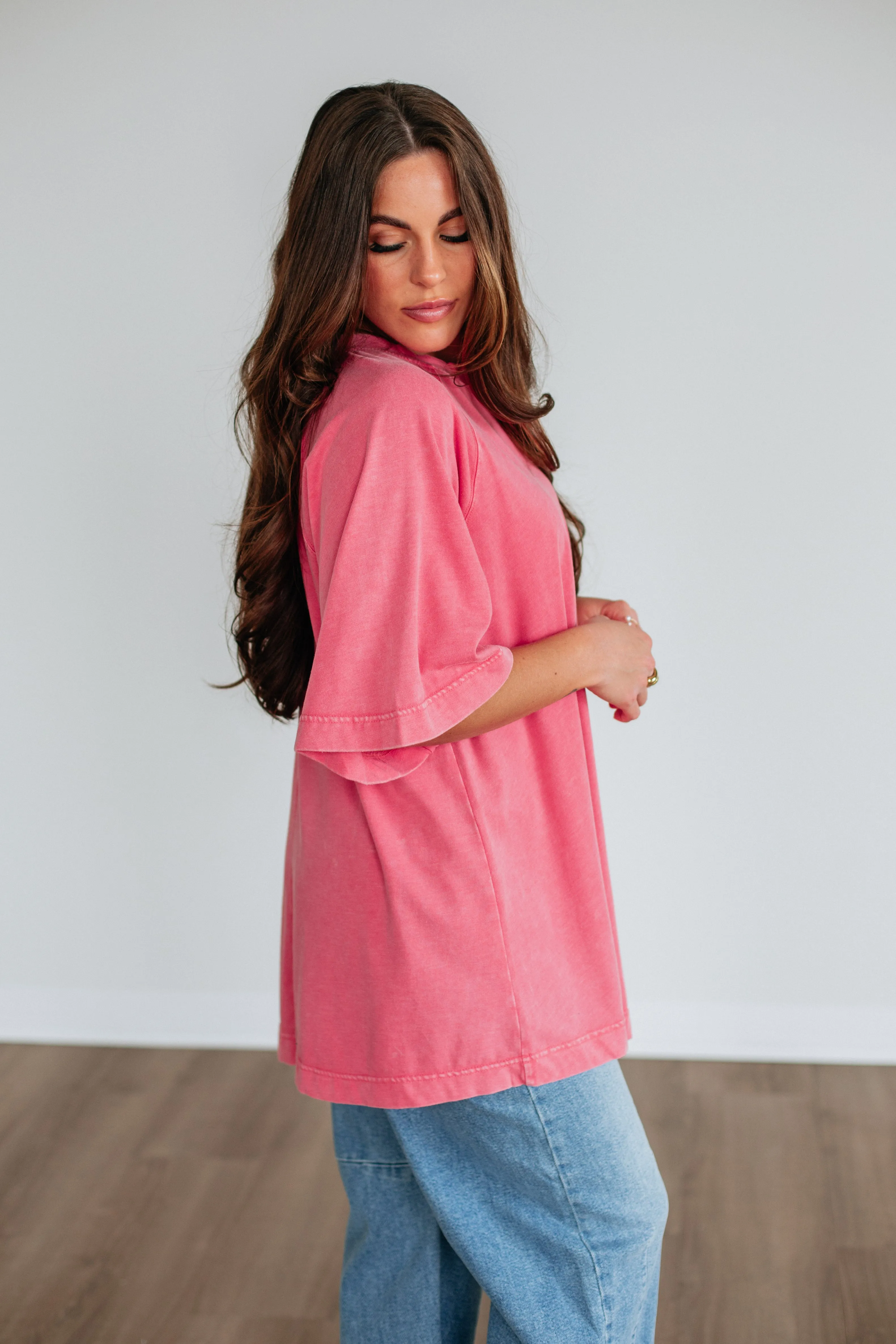 Skylen Oversized Tee - Strawberry Non Iron Finish