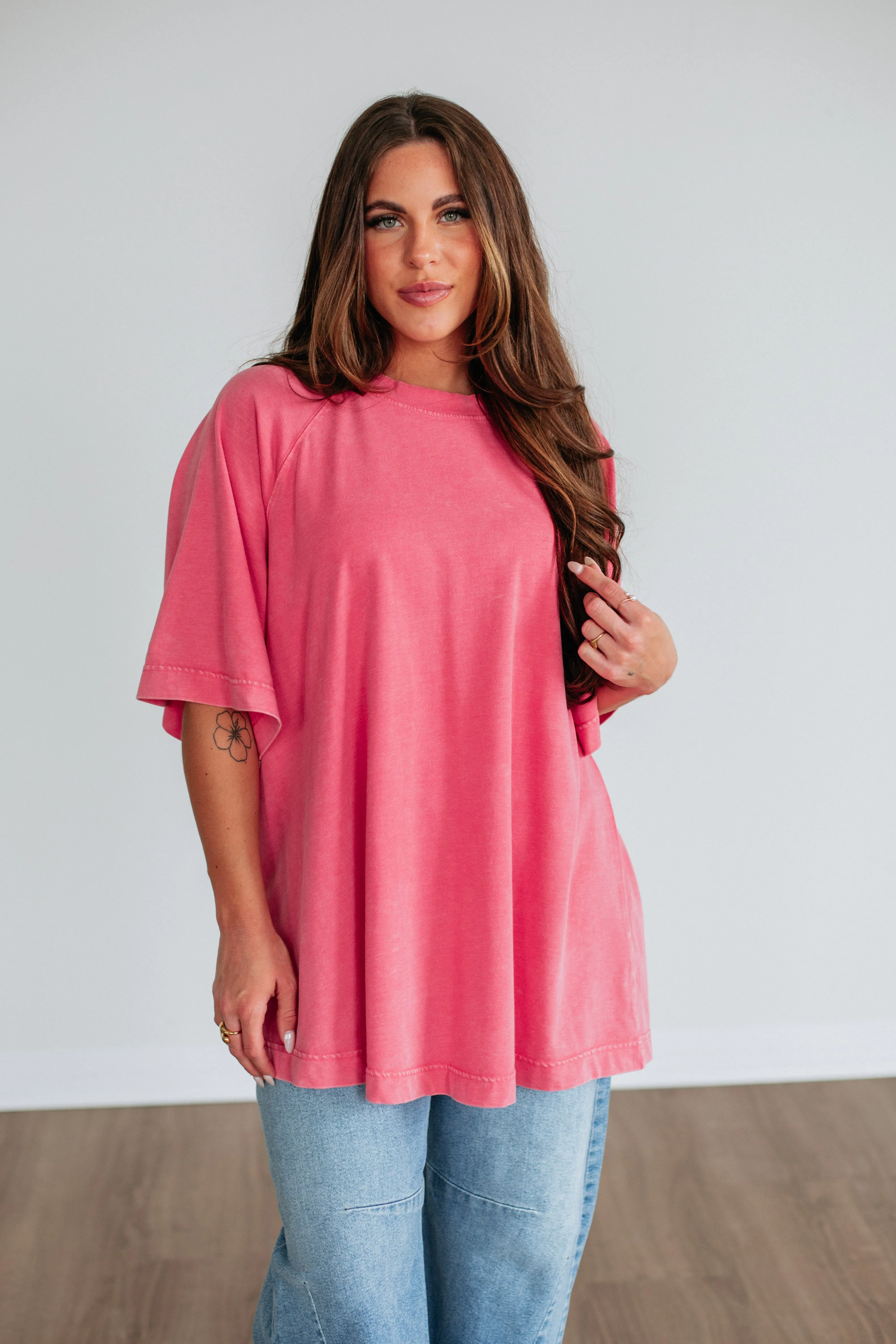 Skylen Oversized Tee - Strawberry Bright and Bold