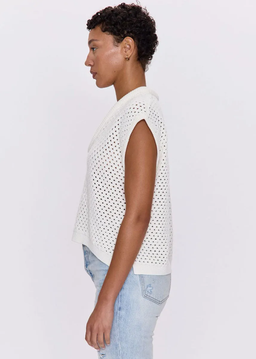 Chill Layer Cozy and trendy Beck Open Knit Cropped Sweater - Le Blanc