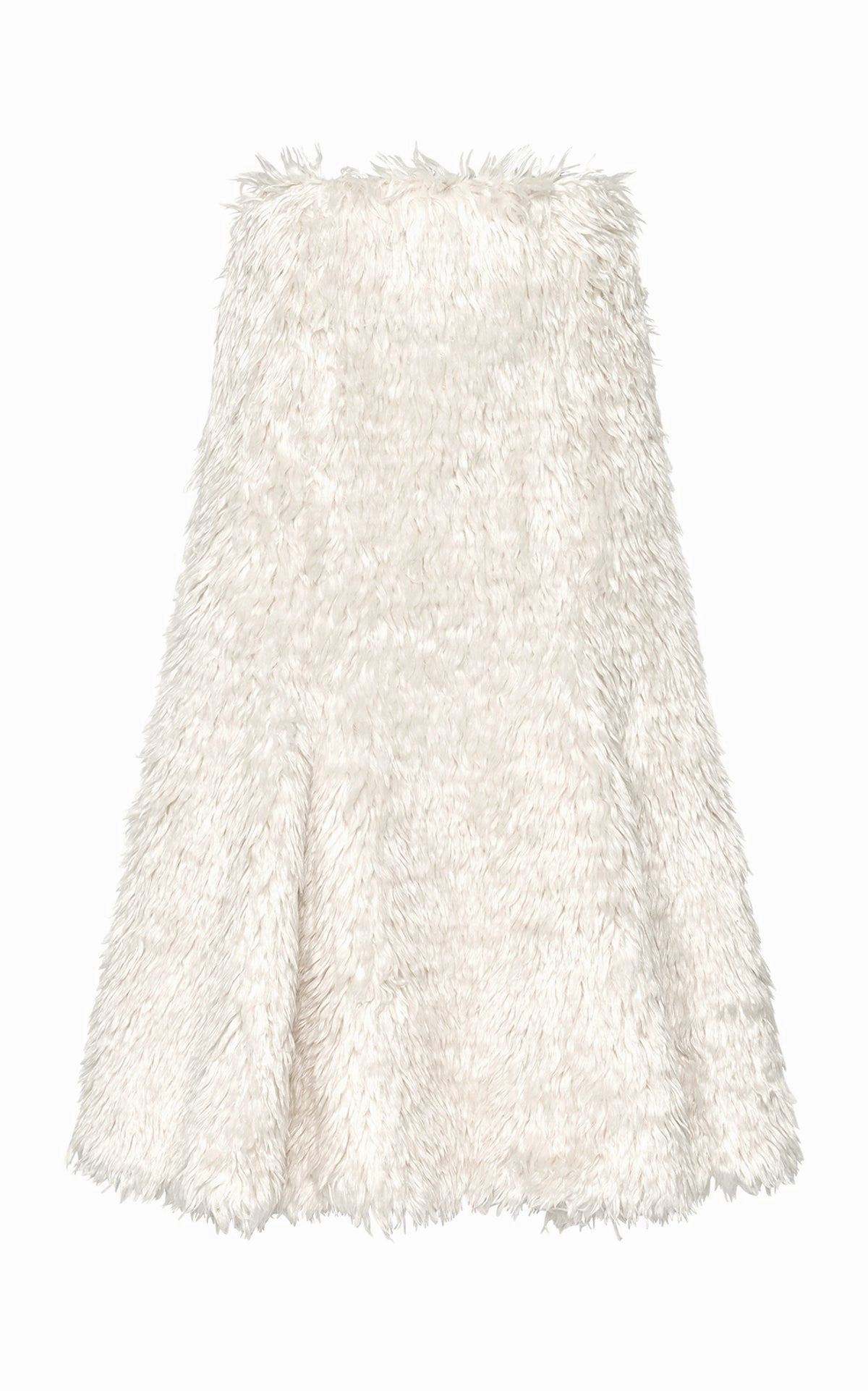 Seamless Design Patterson Midi Skirt in Ivory Silk Fur