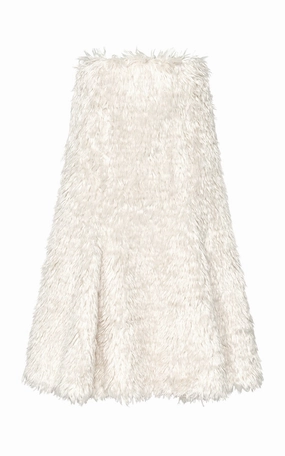Seamless Design Patterson Midi Skirt in Ivory Silk Fur