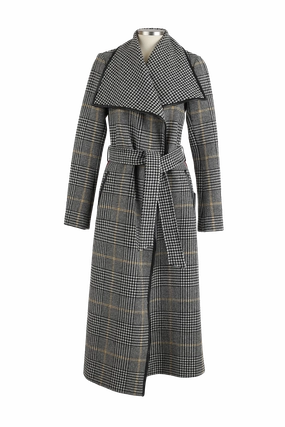 Houndstooth Wool Overcoat Reinforced Zippers Snow Ready Outfit