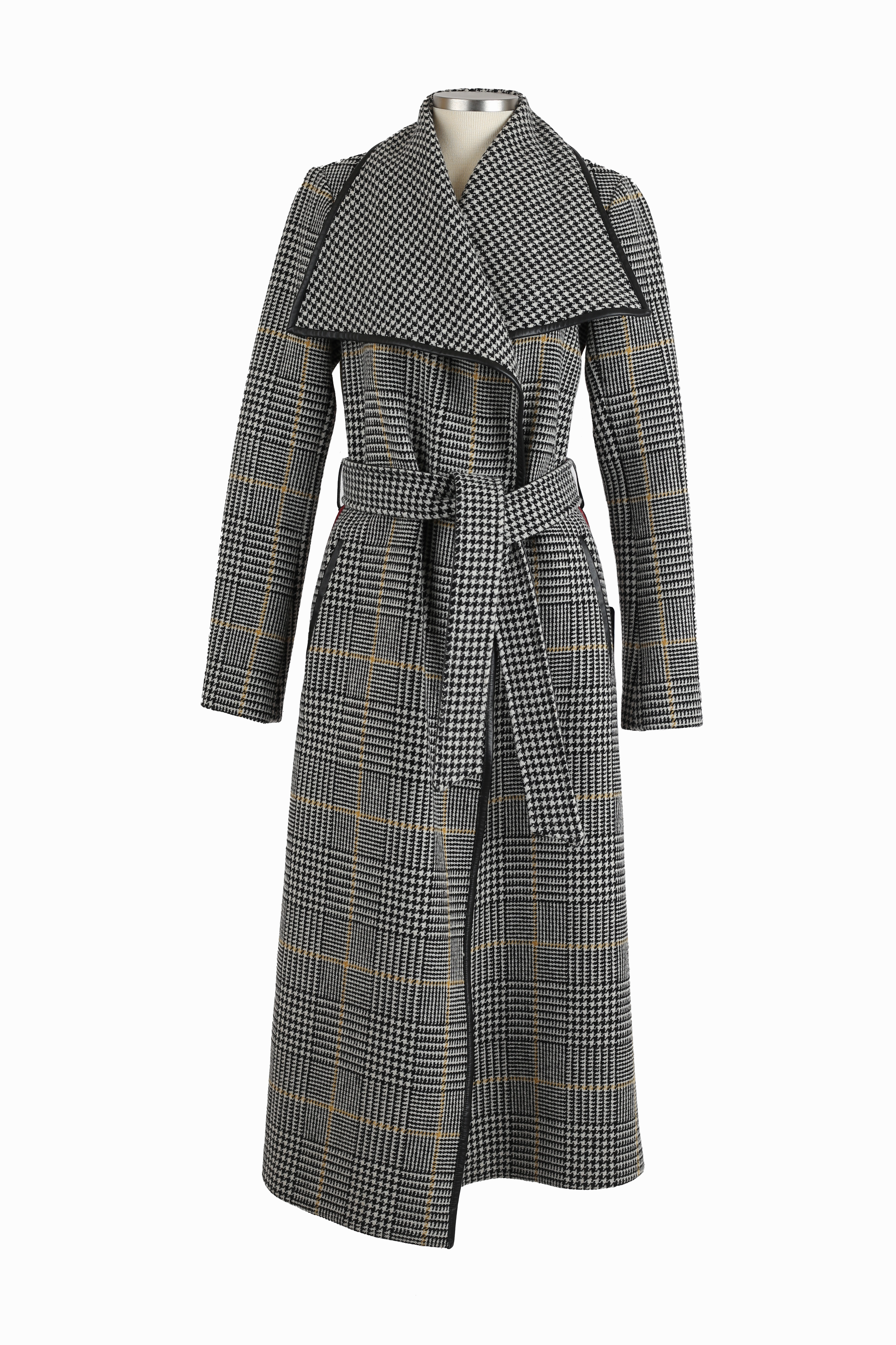 Houndstooth Wool Overcoat Reinforced Zippers Snow Ready Outfit