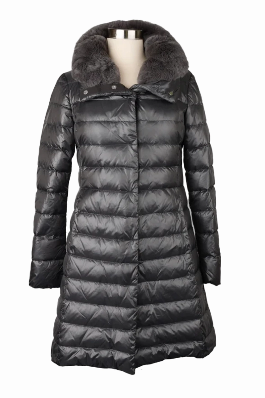 UV Protective Single Breasted Down Filled Fur Collar Coat