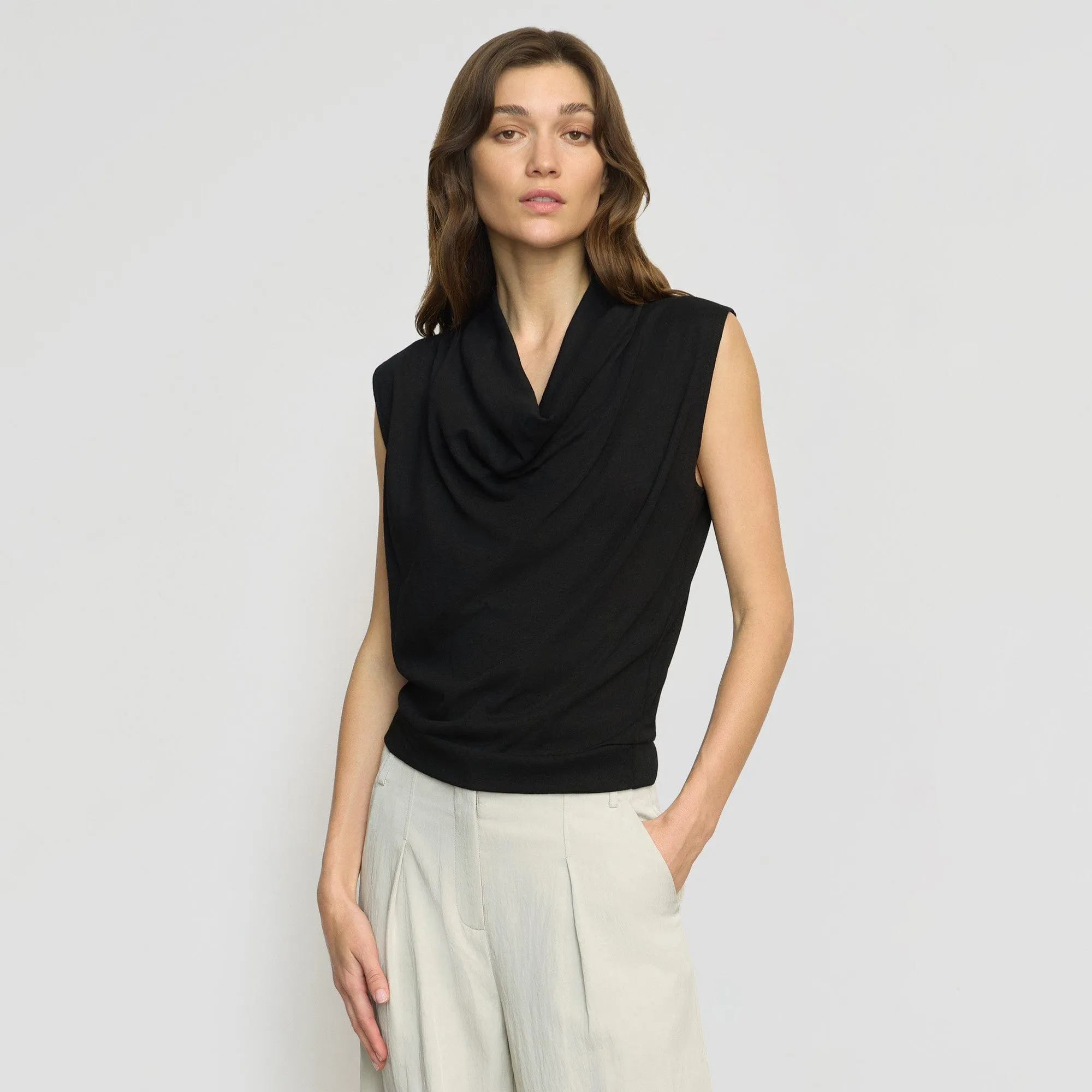 Ramona Cowl-Neck Tee Comfy Stretch Wear StretchComfortWeave