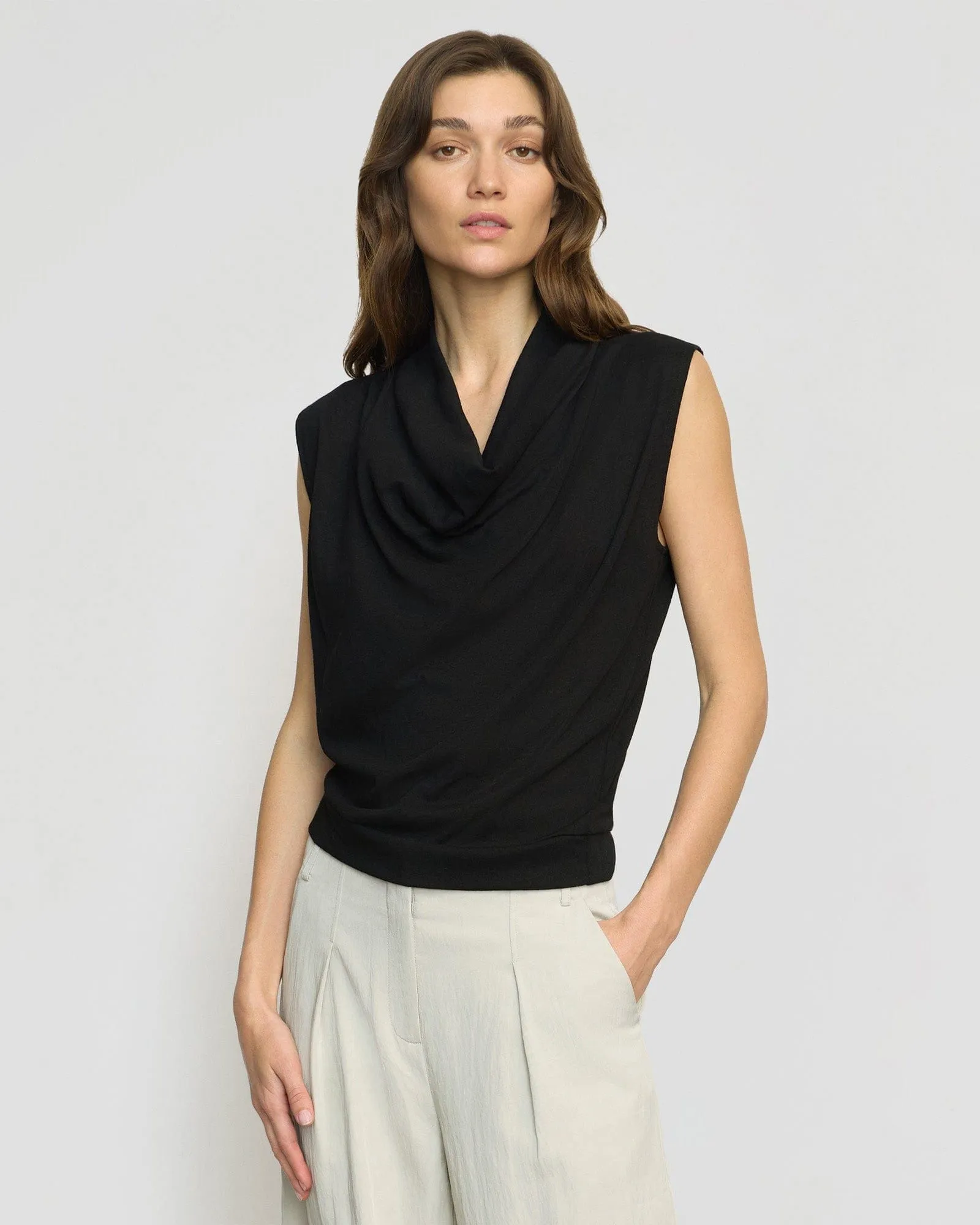Ramona Cowl-Neck Tee Effortless Wear Fit