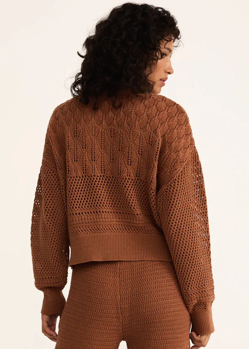 Classic Fit Rue Crochet Sweater - Teakwood