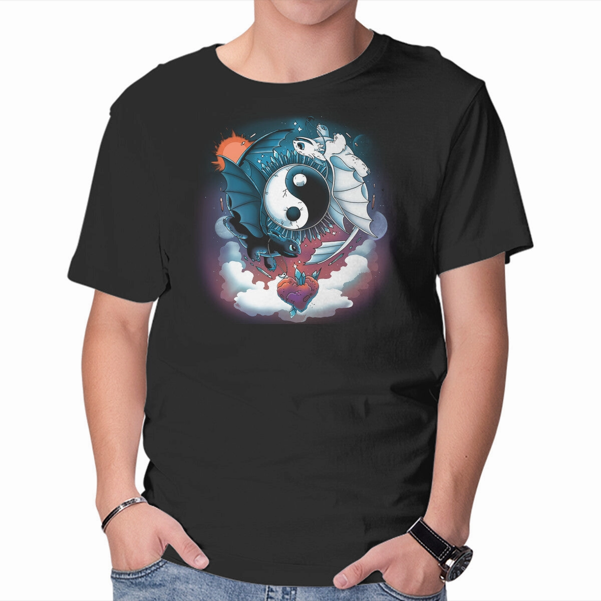 Smooth Jersey Texture Yin Yang Dragons