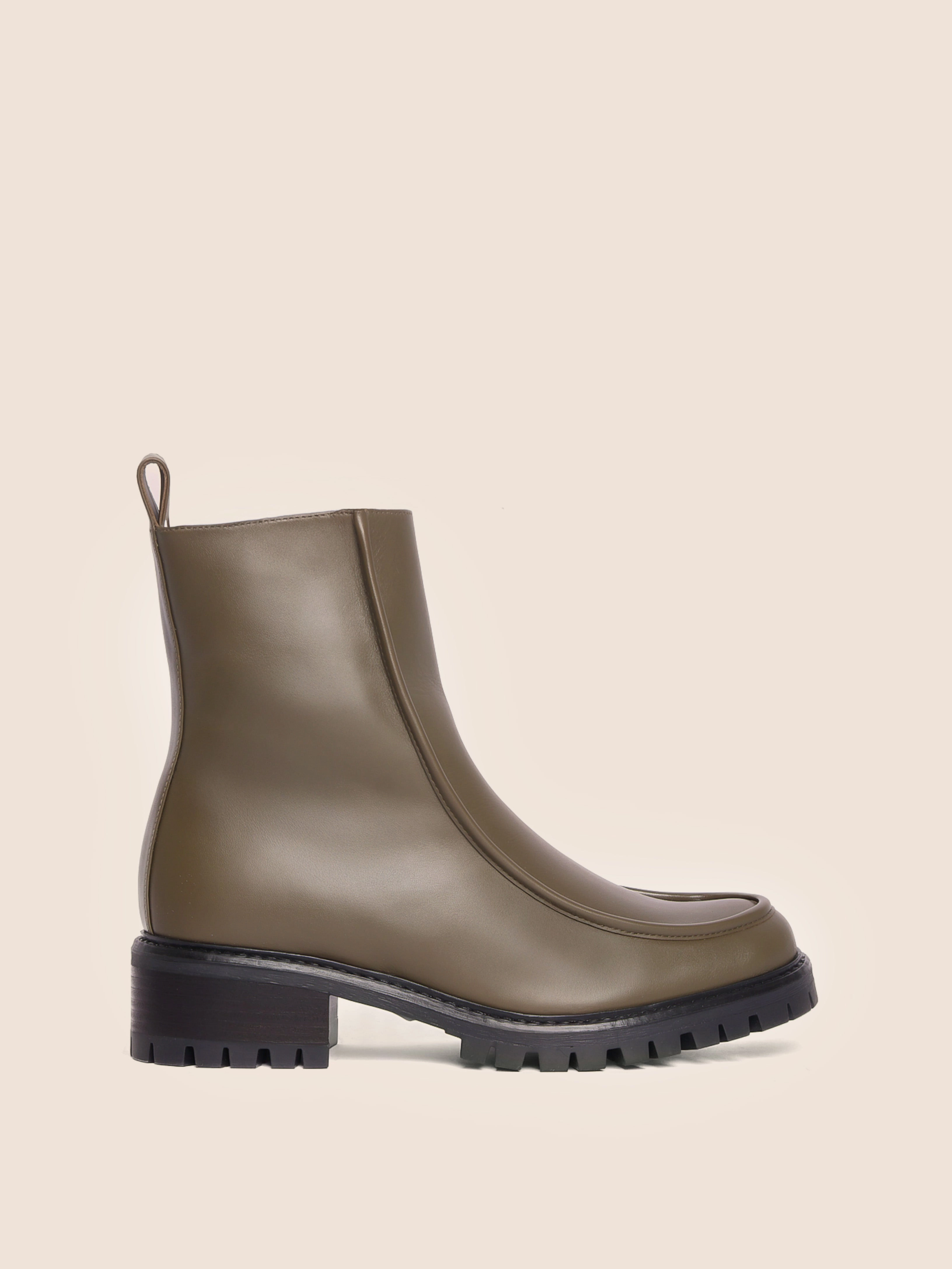 Vigo Olive Lined Boot Zip   Up Design