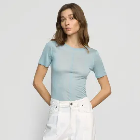 Thea Semi-Sheer Tencel Crew-Neck Tee Workout Soft Material