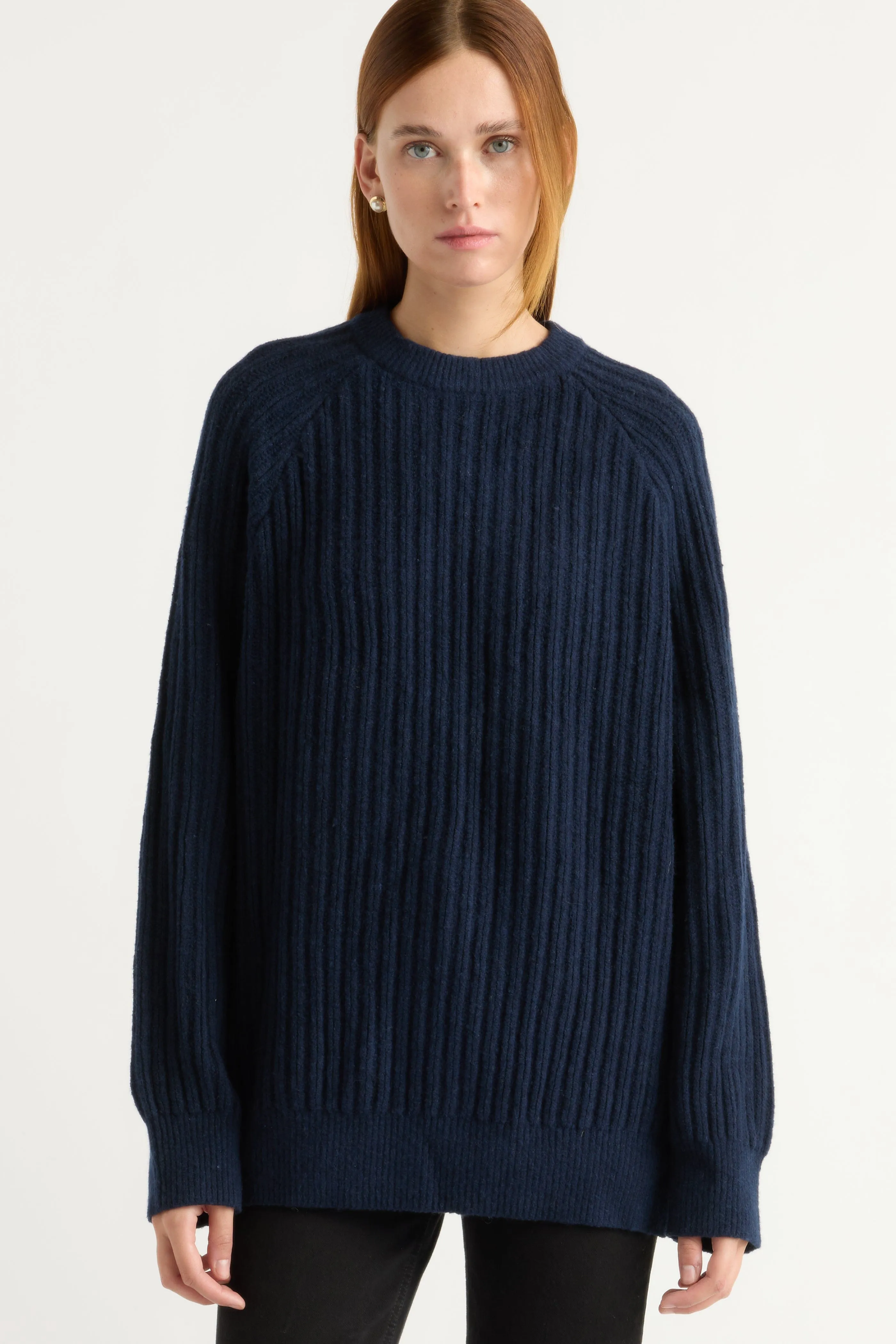 Roylene Ribbed Boyfriend Sweater Double Layered Knit