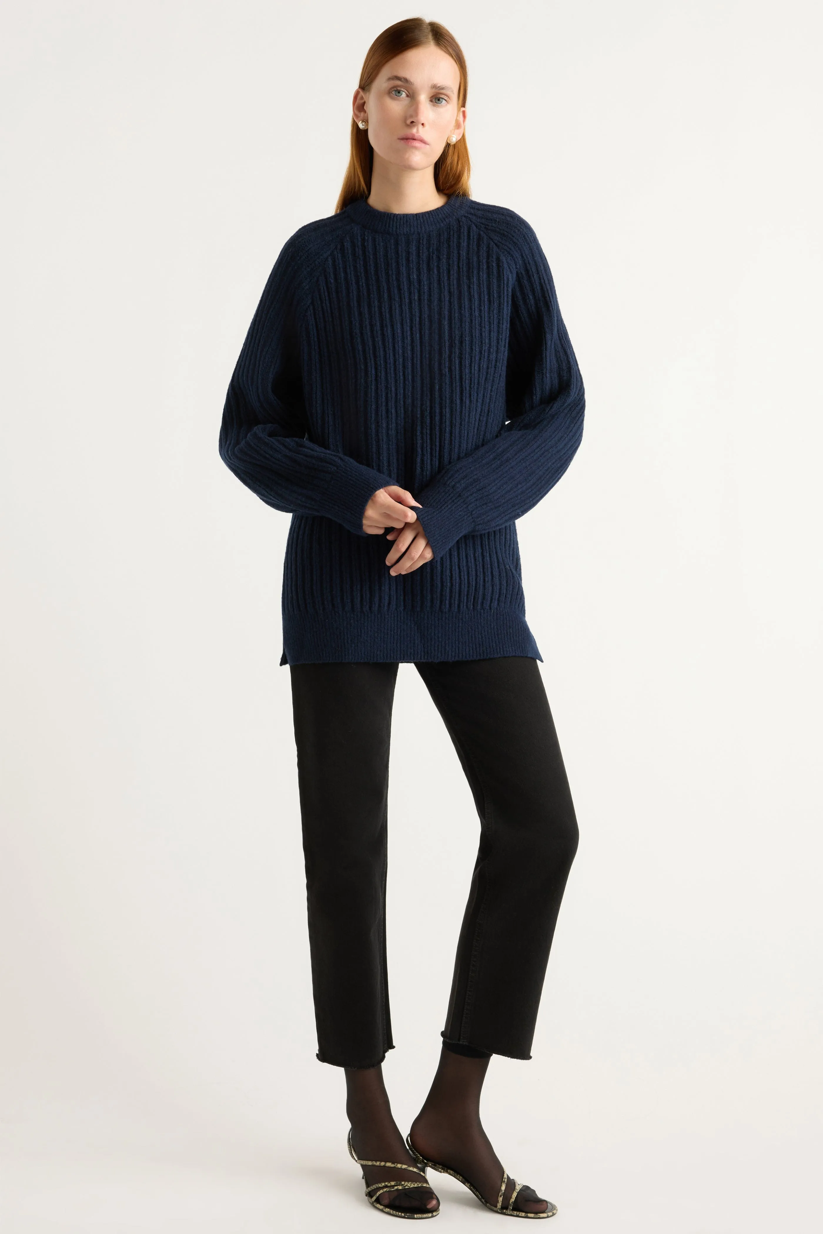 Roylene Ribbed Boyfriend Sweater Temperature Regulating Fibers