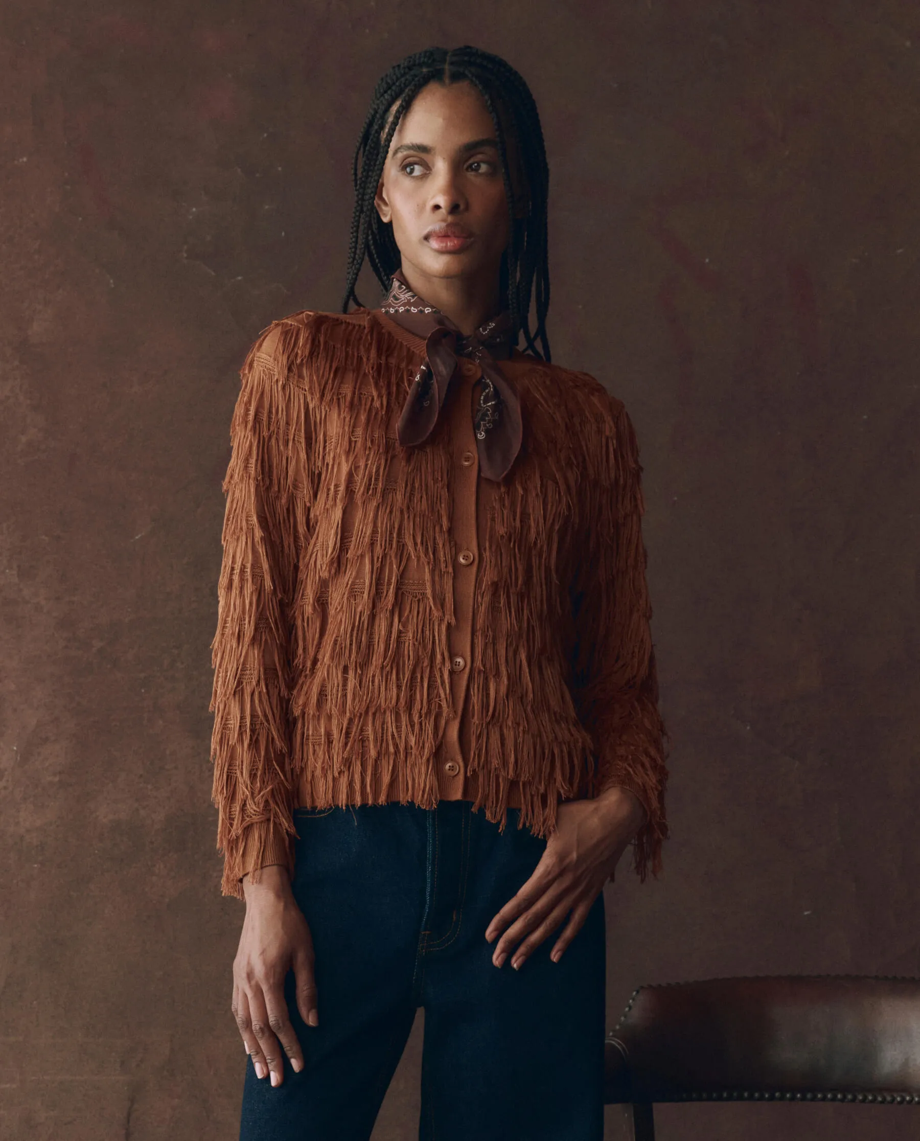 Casual Comfort Layer The Fringe Cardigan. -- Bronze