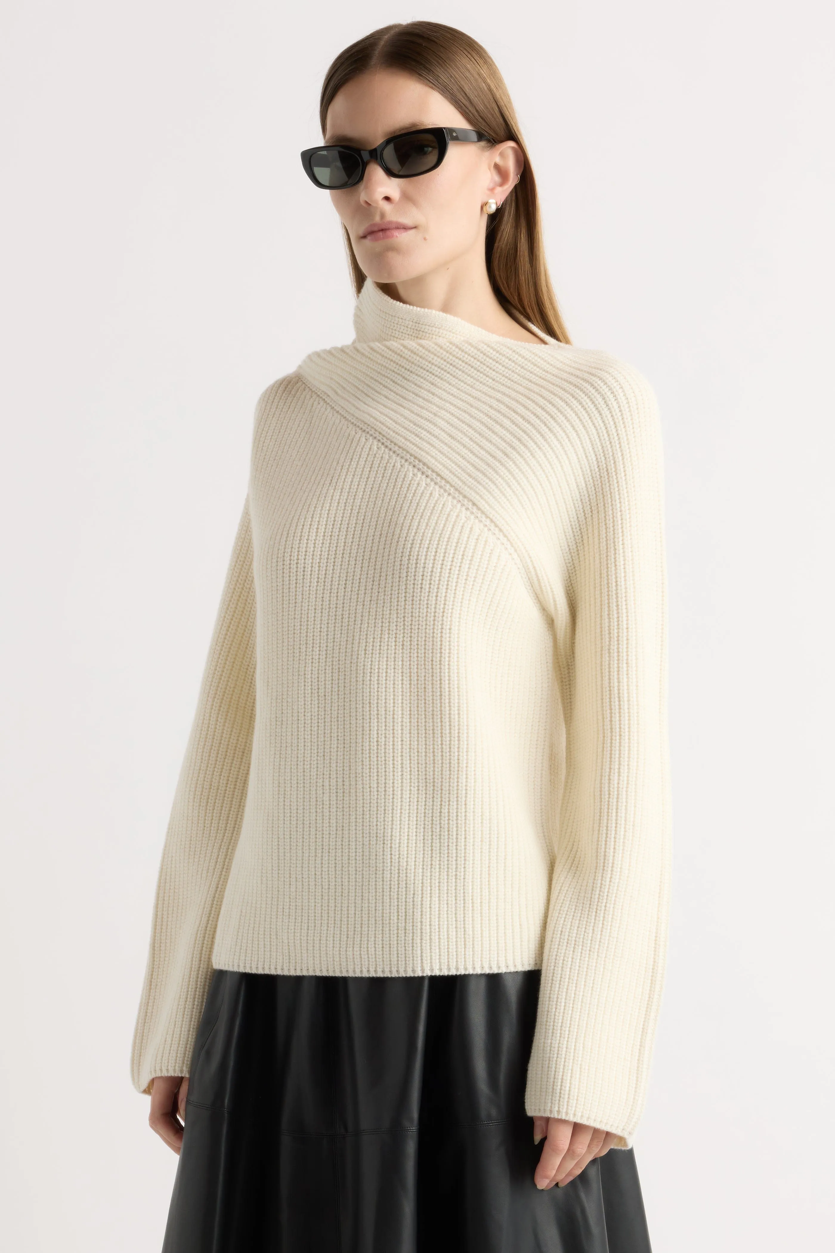 Julisa Asymmetric-Neck Sweater Ultimate Knitwear Performance Ready