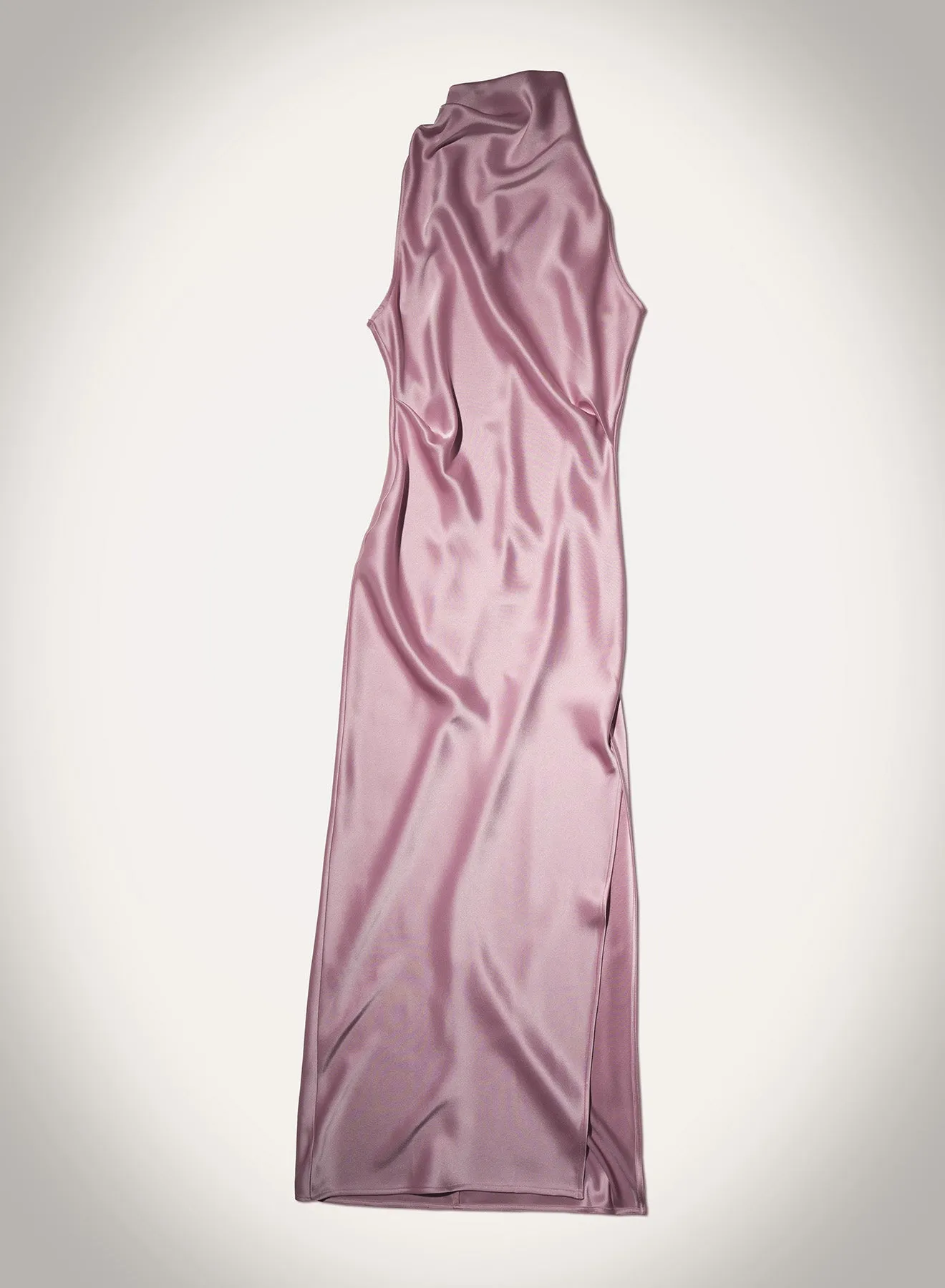 Playful-Detail Satin-Finish Peregrine - Cowl-Neck Satin Midi Dress - Dusty Pink