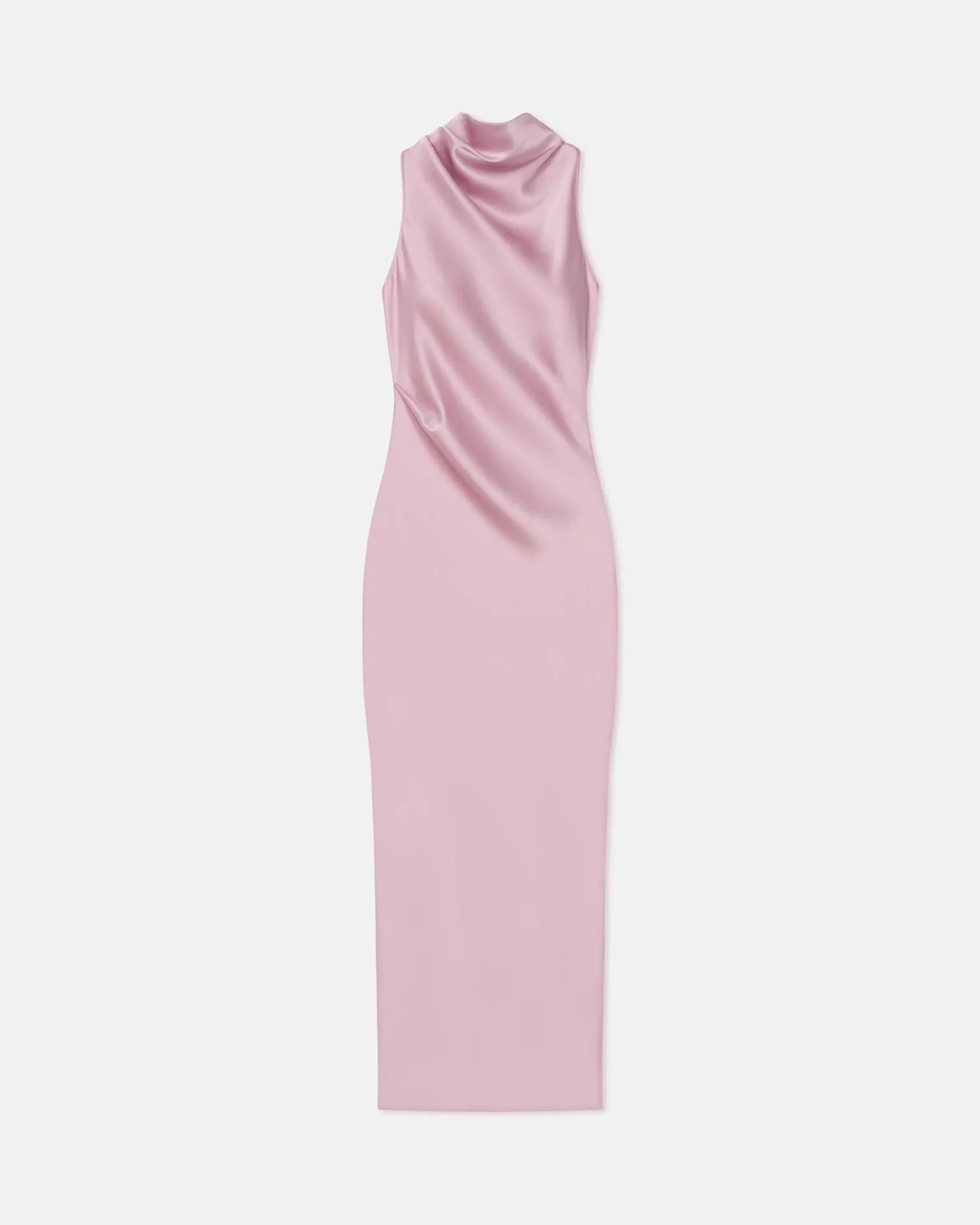 Street Elegance Breathable wear Peregrine - Cowl-Neck Satin Midi Dress - Dusty Pink
