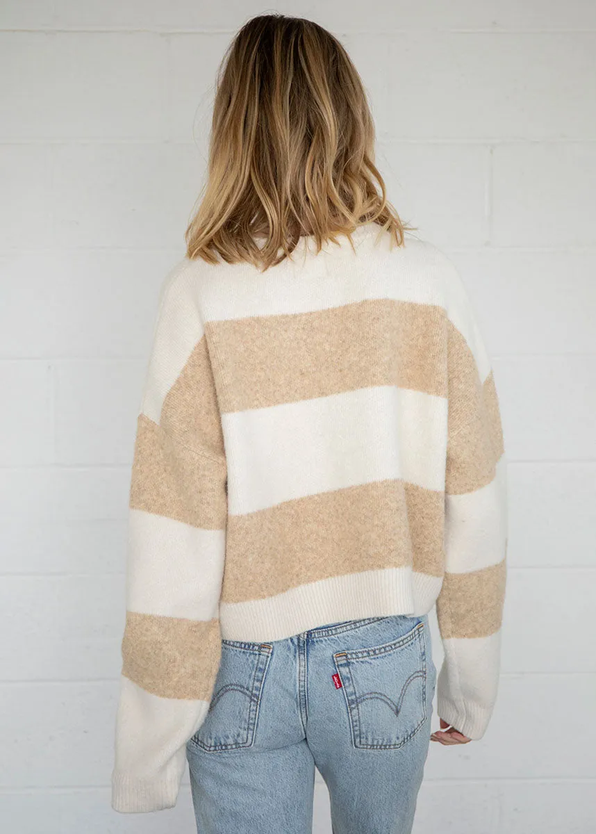 Billie Bold Stripe Cardigan - Cream Flexible Fit