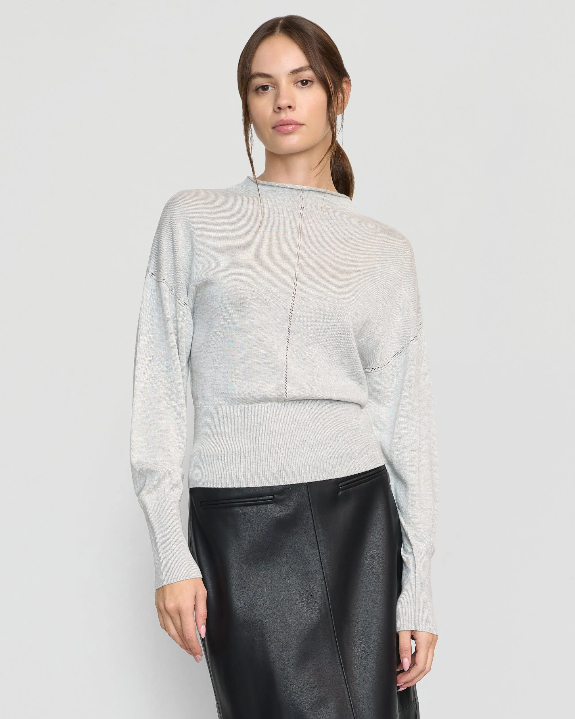 Jillian Pointelle Tencel-Wool Sweater Elastic cuffs Layered Style