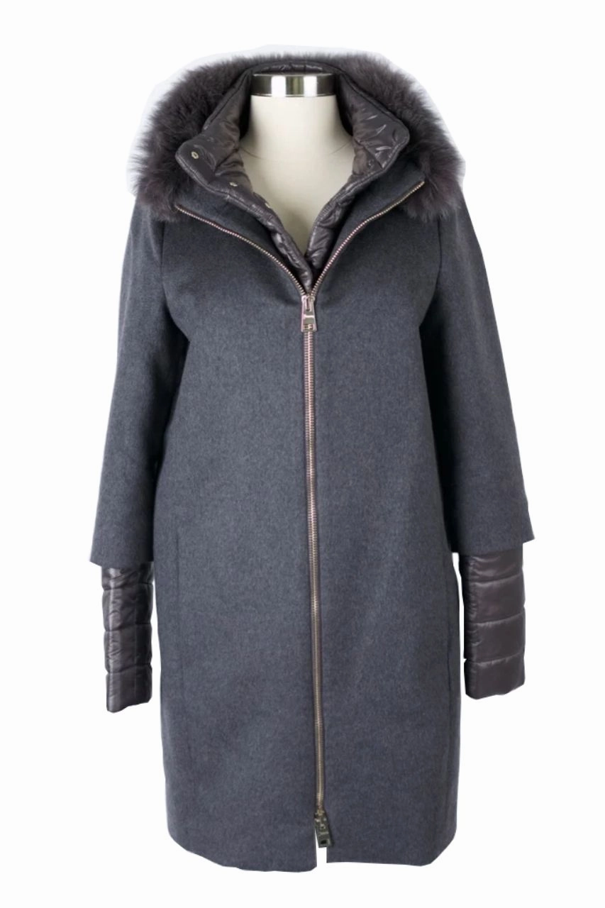 Ski Use Quilted Interior Long Silk Cashmere Dress Coat