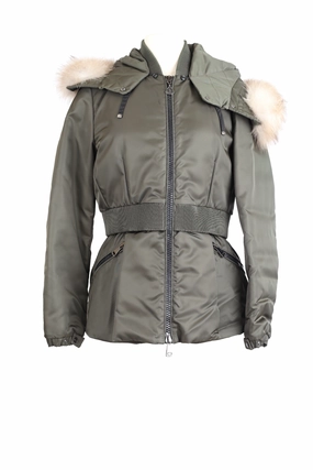 ReinforcedEdging SoftshellTexture Down Filled Jacket w/ Removable Fur Trim Hood